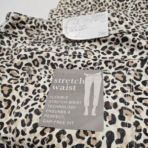 New Stretch Waist Womens Animal Print Leopard Crop Classic Skinny Pants 24 W